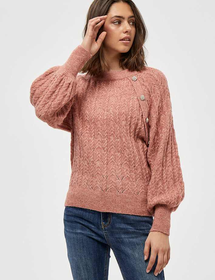 Peppercorn Penelope Boatneck strik Pullover 4458M Ash Rose Melange